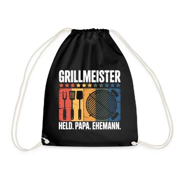 Ehemann Papa Grillmeister Held Vatertag BBQ  - Turnbeutel - Schwarz - Vorne