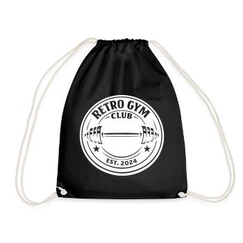 Retro Gym Club Hantel Logo - Turnbeutel - Schwarz - Vorne