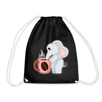 Elephant Coffee Mug - Drawstring Bag - black - Front