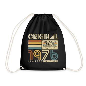 Original 1976 Jahrgang Vintage Geburtstag Retro - Turnbeutel - Schwarz - Vorne