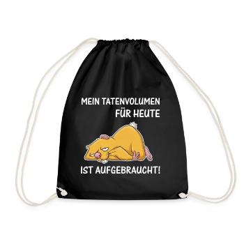 Schlafende Katze – Tatenvolumen aufgebraucht - Turnbeutel - Schwarz - Vorne