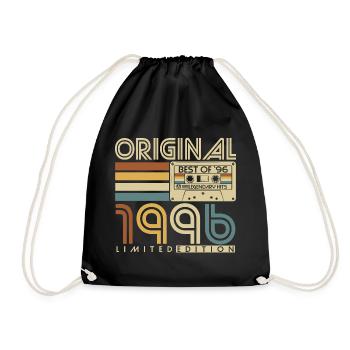 1996 Geburtstag Retro Jahrgang Vintage Geschenk - Turnbeutel - Schwarz - Vorne