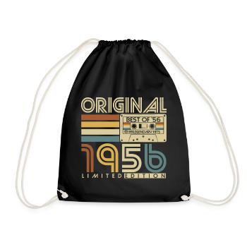 1956 Geburtstag Retro Jahrgang Vintage Geschenk - Turnbeutel - Schwarz - Vorne