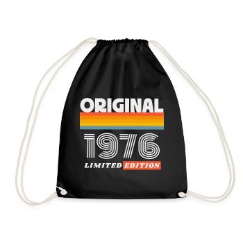 1976 Original Geburtstag Retro Vintage 70er Spruch - Turnbeutel - Schwarz - Vorne