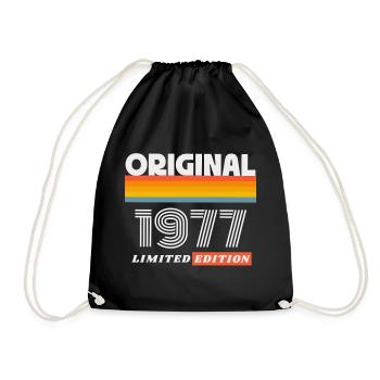 1977 Original Geburtstag Retro Vintage 70er Spruch - Turnbeutel - Schwarz - Vorne
