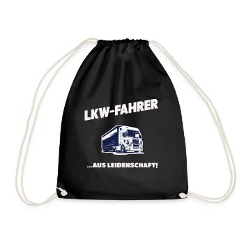 LKW-Fahrer Aus Leidenschaft Trucker Geschenk - Turnbeutel - Schwarz - Vorne