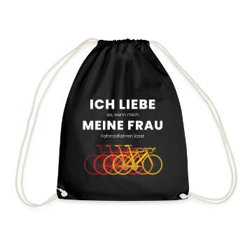 Ich Liebe Es Wenn Meine Frau Fahrradfahren Lässt - Turnbeutel - Schwarz - Vorne
