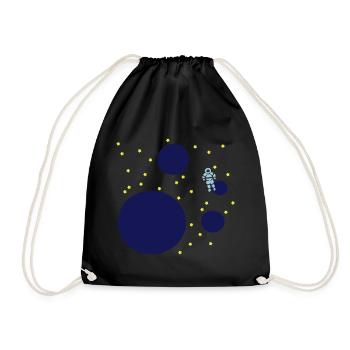 astronaut planets space - Drawstring Bag - black - Front