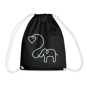 ELEFANT mit Herz - Turnbeutel - Schwarz - Vorne