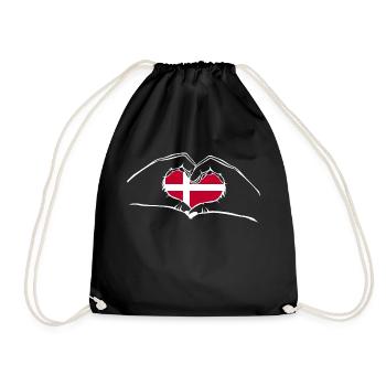 J’adore le Danemark - coeur mains - Sac de sport léger - noir - Devant