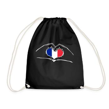 J’adore France - coeur mains - Sac de sport léger - noir - Devant