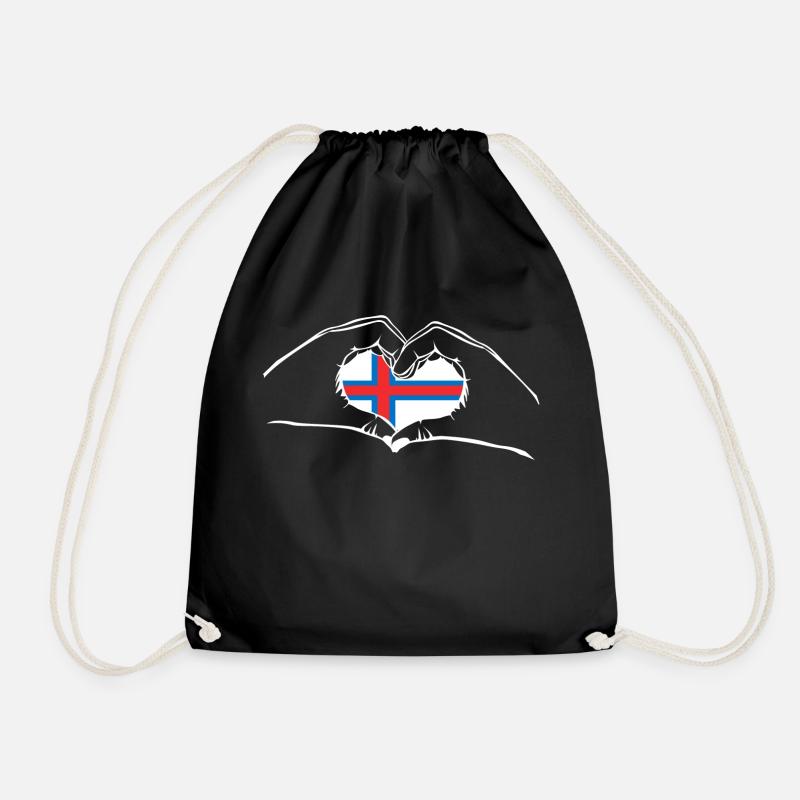 I love Island - heart hands - Drawstring Bag - black