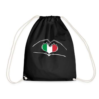 Ich liebe Italien - Herz Hände - Turnbeutel - Schwarz - Vorne