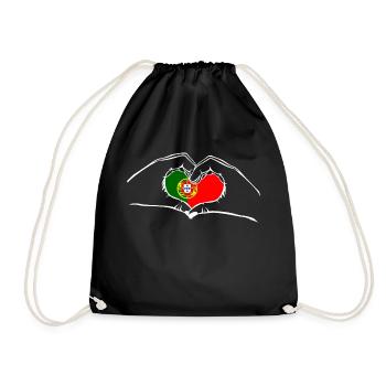 Je t’aime Portugal - coeur mains - Sac de sport léger - noir - Devant