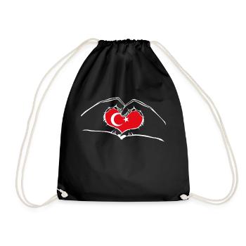 J’ai le cœur amour Turquie - mains - Sac de sport léger - noir - Devant