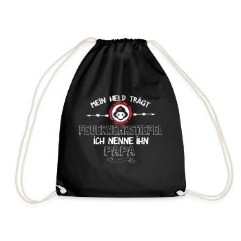Feuerwehr Stiefelheld Feuerwehrmann Papa Geschenk - Turnbeutel - Schwarz - Vorne