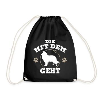 Die mit dem Collie, Langhaarcollie geht - Turnbeutel - Schwarz - Vorne