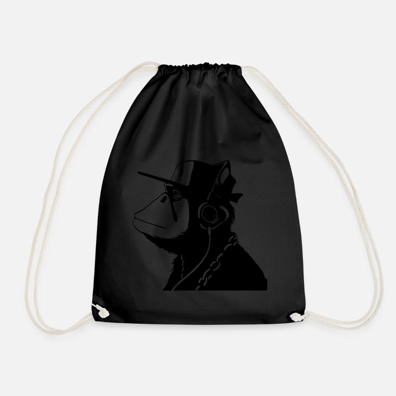 monkey alone - Drawstring Bag - black