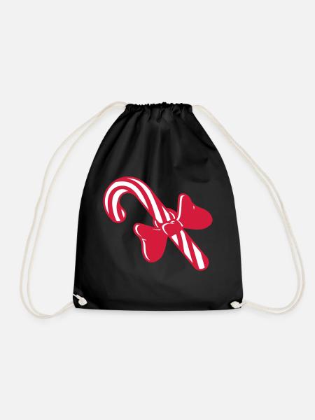 schleife geschenk weihnachten zuckerstange lecker - Turnbeutel - Schwarz