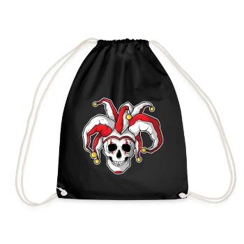 Tête de mort avec coiffe de fou - Sac de sport léger - noir - Devant