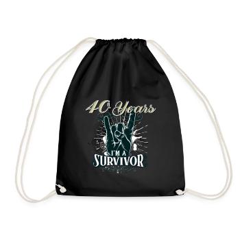 40th birthday - Drawstring Bag - black - Front