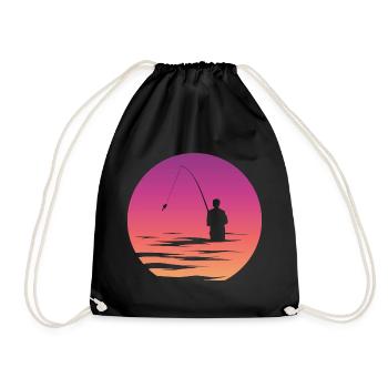 Angler Fischer See Symbol Mond Meer Illustration - Turnbeutel - Schwarz - Vorne