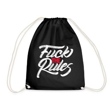 shit on the rules - Drawstring Bag - black - Front