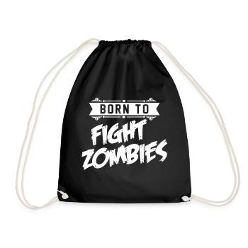 Born to fight Zombies - Halloween - baby Kostüm - Turnbeutel - Schwarz - Vorne