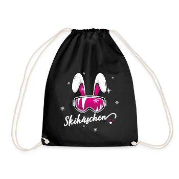 Skihase Skihäschen Ski sexy Frau Geschenk Hase Fun - Turnbeutel - Schwarz - Vorne