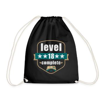 18th birthday level 18 complete 2002 - Drawstring Bag - black - Front