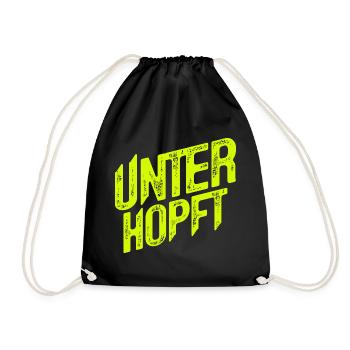 Unterhopft - Bier - Saufen - Lustig - Alkohol - Turnbeutel - Schwarz - Vorne