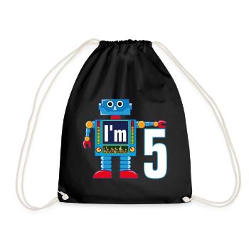 Robot 5 years - Drawstring Bag - black - Front