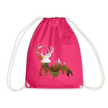 Deer motif silhouette Nature lovers and hunters - Drawstring Bag - fuchsia - Front