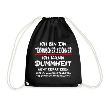 Ich bin ein Technischer Zeichner Handwerker Spruch - Turnbeutel - Schwarz - Vorne
