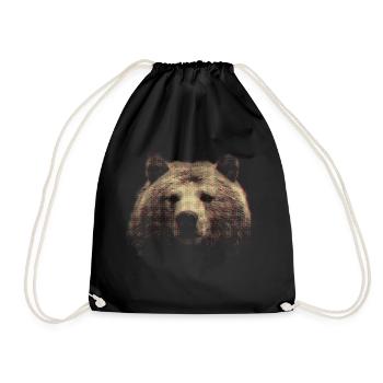 Red Halftone Bear Head - Drawstring Bag - black - Front
