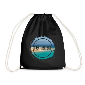 Fuerteventura Sommer Sonne Strand Meer Palmen - Turnbeutel - Schwarz - Vorne