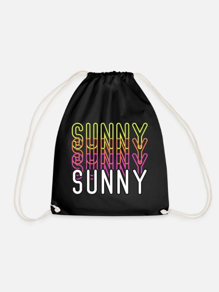 Sunny cool text - Drawstring Bag - black