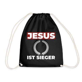 Jesus Christus ist der Sieger - Christliches Shirt - Turnbeutel - Schwarz - Vorne