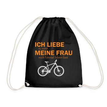 Ich liebe meine Frau Fahrrad - Turnbeutel - Schwarz - Vorne
