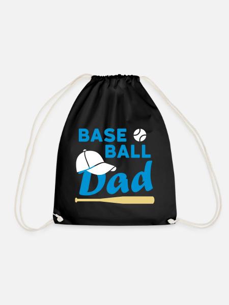 Baseball dad (game ball, baseball cap, baseball sc - Drawstring Bag - black