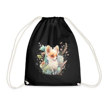Renard Aquarelle Fleurs - Sac de sport léger - noir - Devant