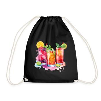 Cocktail Summer Beach Bar Club Party Drink - Drawstring Bag - black - Front