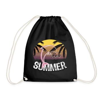 Sunset with dolphin - Drawstring Bag - black - Front