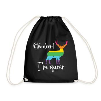 Mois de la fierté LGBTQ - Oh cerf je suis queer! - Sac de sport léger - noir - Devant