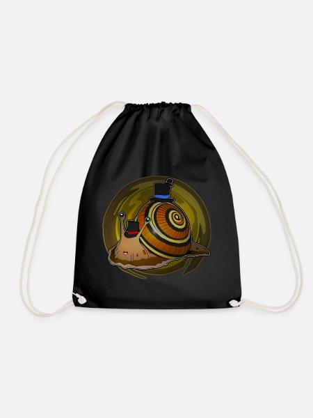 Schnecke mit Hut - Turnbeutel - Schwarz