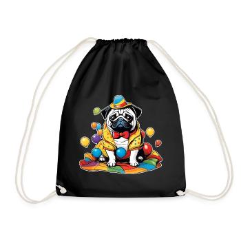 Carlin mignon avec chapeau - Sac de sport léger - noir - Devant