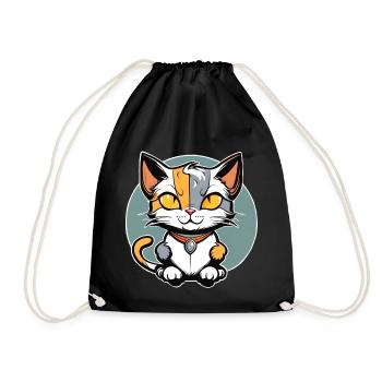 Chat porte-bonheur mignon - Sac de sport léger - noir - Devant