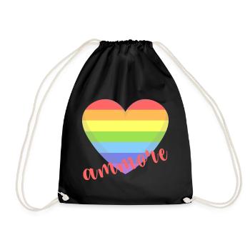 t-shirt Napoli ammore gay lgbt coeur gay pride - Sac de sport léger - noir - Devant