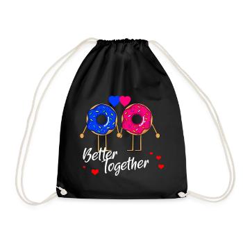 Donut Liebe Partner Valentinstag - Better Together - Turnbeutel - Schwarz - Vorne