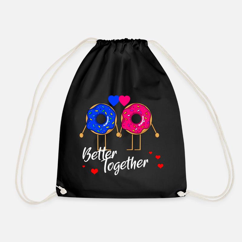 Donut Liebe Partner Valentinstag - Better Together - Turnbeutel - Schwarz